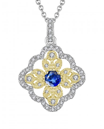 FLORAL STYLE COLORED STONE DIAMOND PENDANT (TP1869)